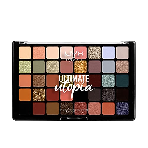 NYX Professional Makeup Ultimate Shadow Palette, 16 Vibrant True-To-Pan Eyeshadow Shades, Metallics, Shimmers, Colours and Nudes in Pressed Pigments, Vegan Formula, Warm Neutrals, 0.8 g