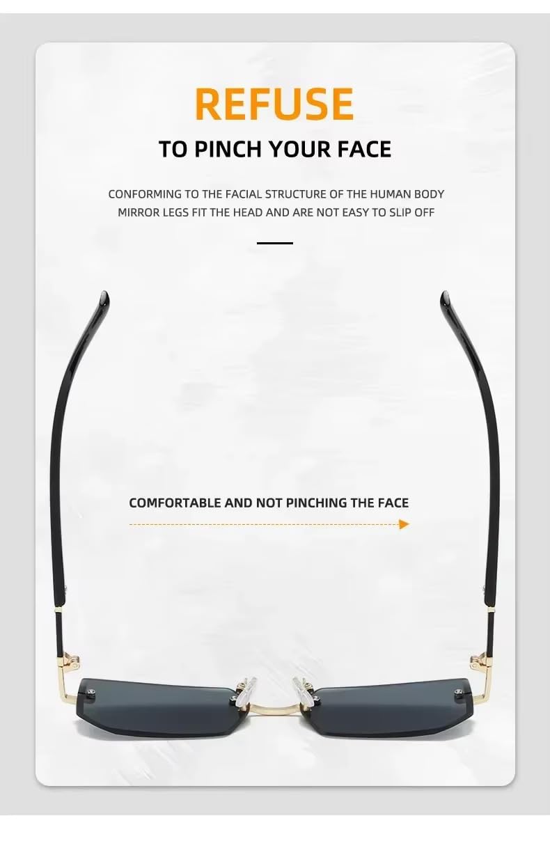 Luxury Rimless Square Frame Sunglasses – Classic High-Definition Eye Protection with Blue Light Blocking