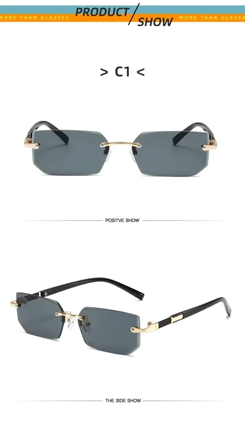 Luxury Rimless Square Frame Sunglasses – Classic High-Definition Eye Protection with Blue Light Blocking