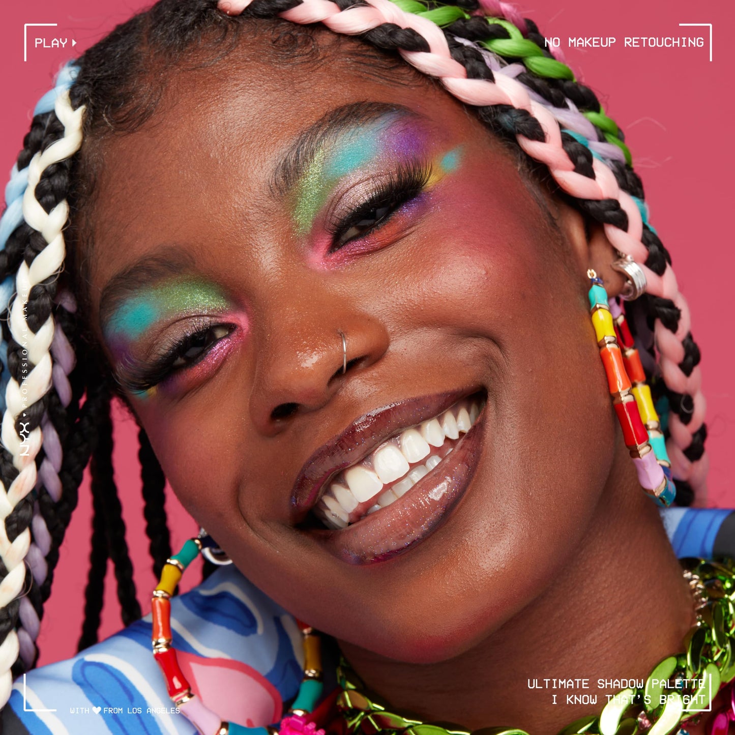 NYX Professional Makeup Ultimate Shadow Palette, 16 Vibrant True-To-Pan Eyeshadow Shades, Metallics, Shimmers, Colours and Nudes in Pressed Pigments, Vegan Formula, Warm Neutrals, 0.8 g