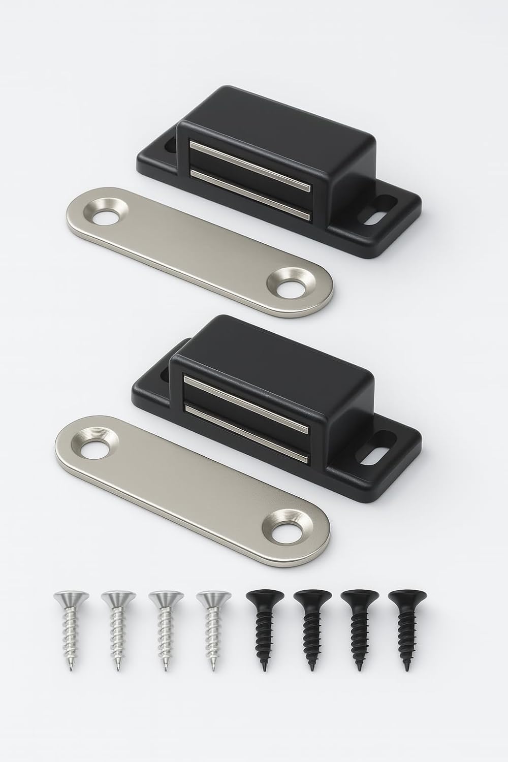 Elite Majestic Premium Magnetic Door Catch 2‑Pack – Professional‑Grade Stainless Steel & ABS Cabinet Latches – Heavy‑Duty Hold – Ultra‑Slim Matte Black Design