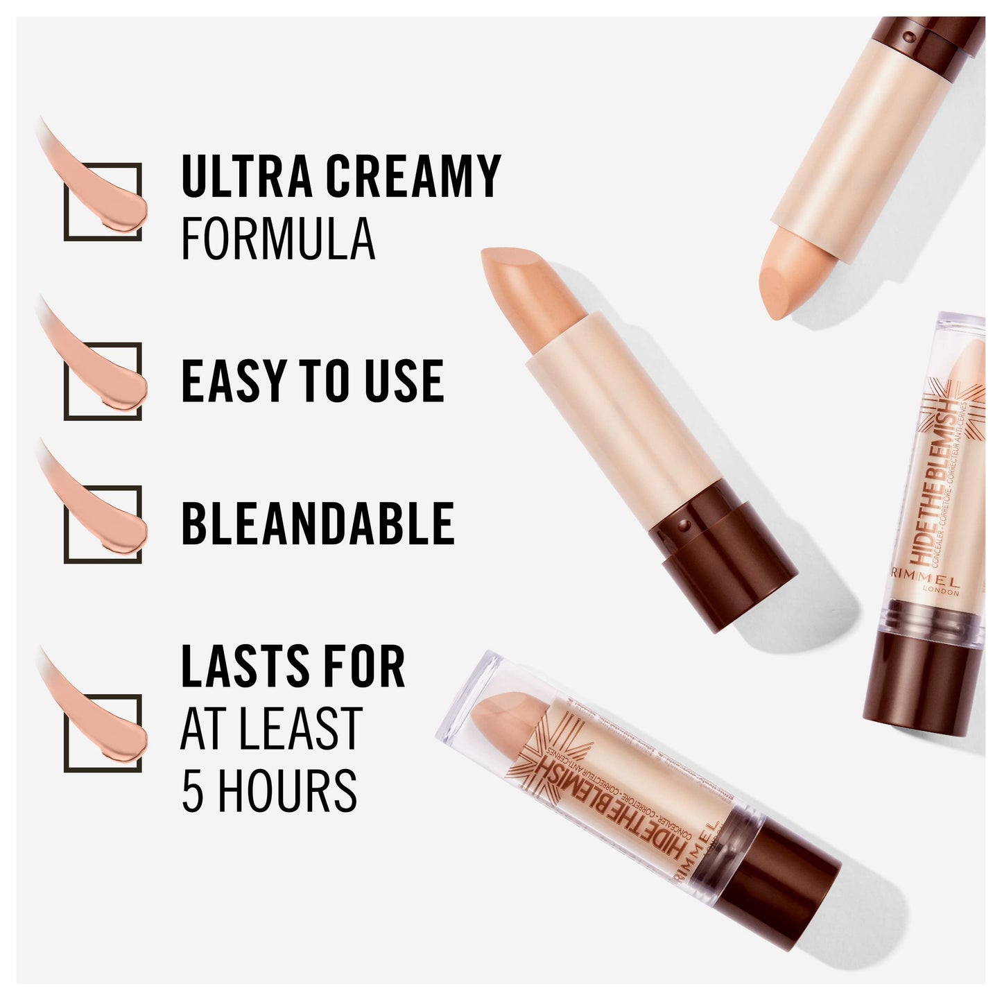 Rimmel London Hide The Blemish Concealer, Soft Honey, 4.5 g