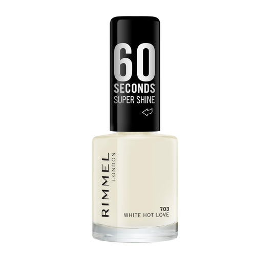 Rimmel London 60 Seconds Super Shine Nail Polish, 703 White Hot Love, 8 ml (Pack of 1)