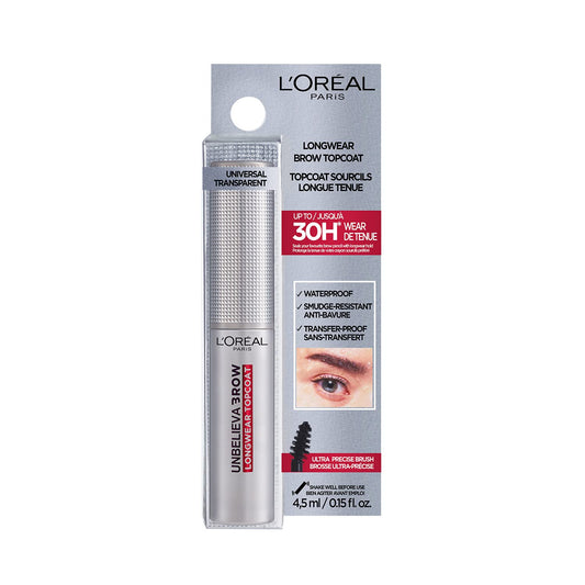 L'Oreal Paris Unbelieva'Brow Longwear Topcoat Fixes and Defines Eyebrows Can be Used with Any Product Up to 30 Hours Hold, Clear