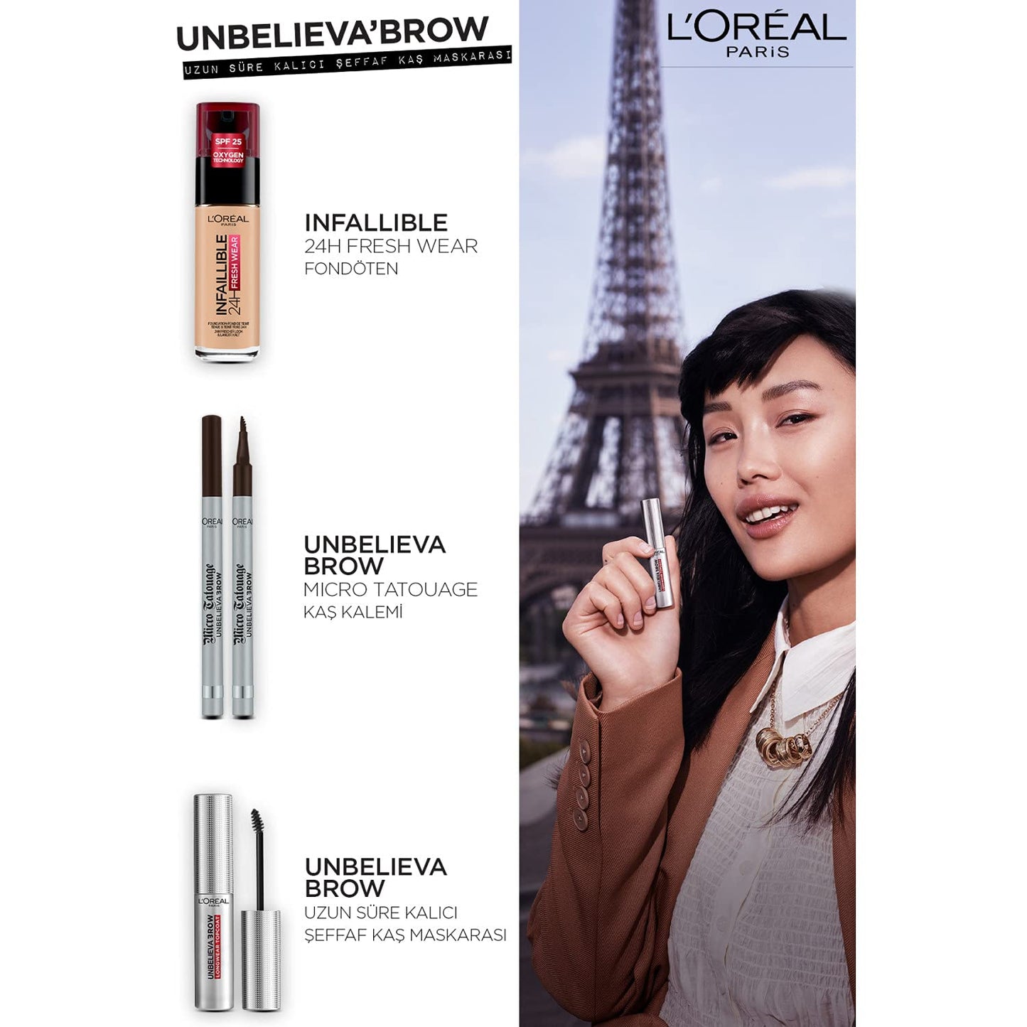 L'Oreal Paris Unbelieva'Brow Longwear Topcoat Fixes and Defines Eyebrows Can be Used with Any Product Up to 30 Hours Hold, Clear