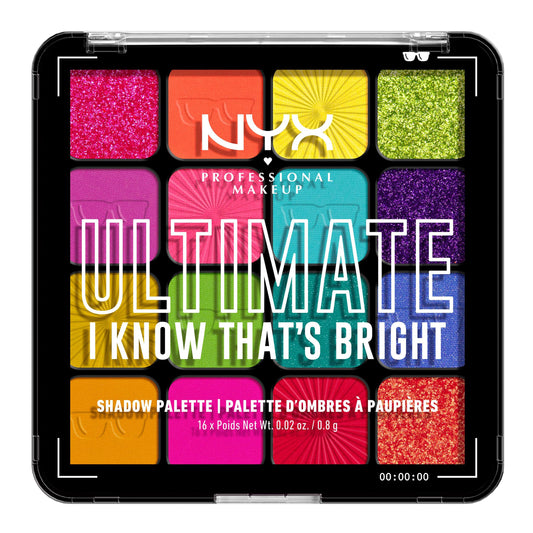 NYX Professional Makeup Ultimate Shadow Palette, 16 Vibrant True-To-Pan Eyeshadow Shades, Metallics, Shimmers, Colours and Nudes in Pressed Pigments, Vegan Formula, Warm Neutrals, 0.8 g